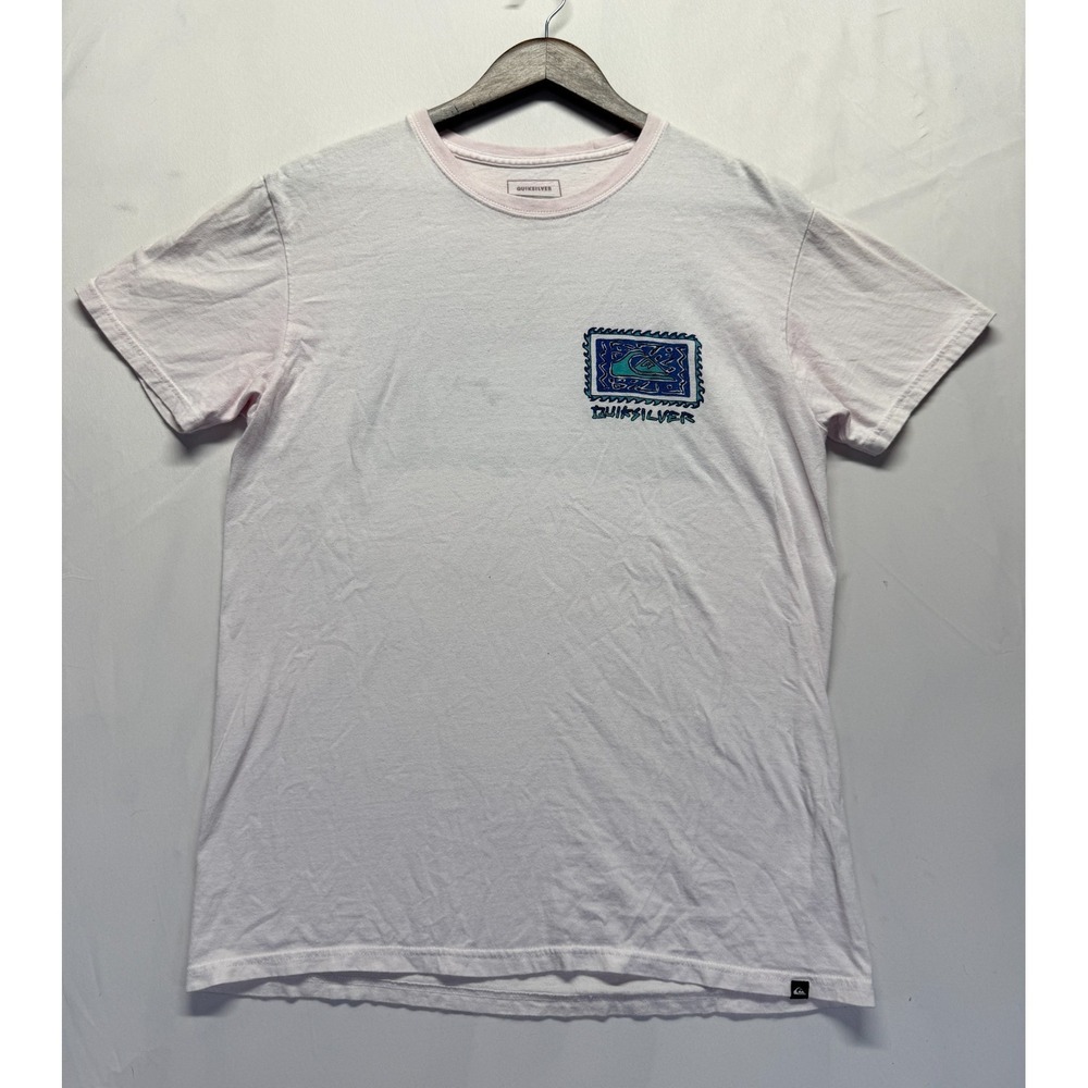 Quiksilver Radical Roots T Shirt Mens M Light Pink Graphic Regular Fit Crew Neck